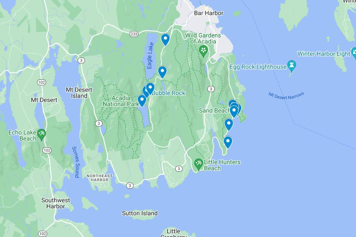 map of things to do in acadia national park maine in the fal
