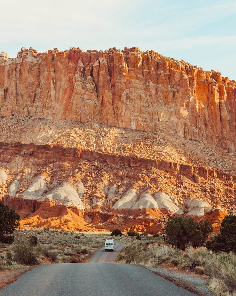 campervan driving the capitol reef national park scenic byway