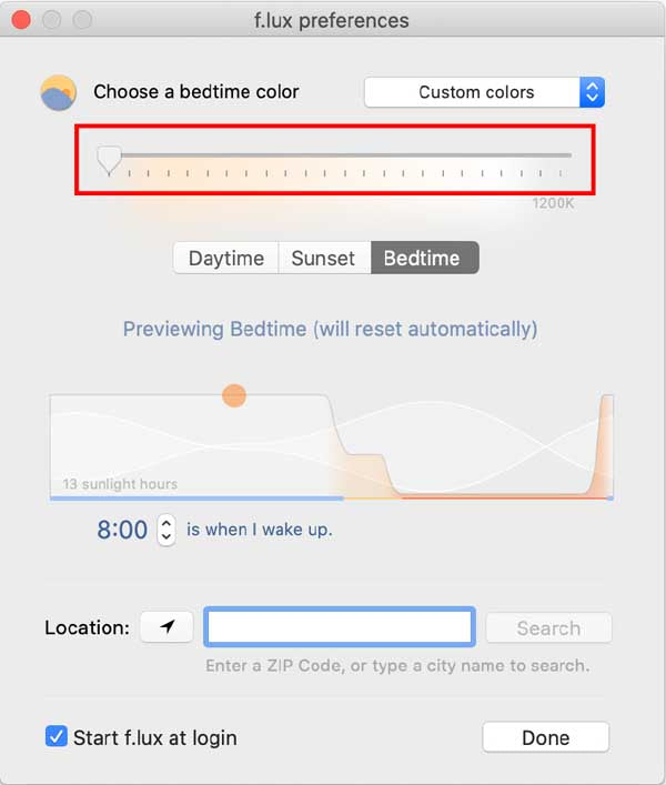 How to set up flux blue light filter for sleep step 3