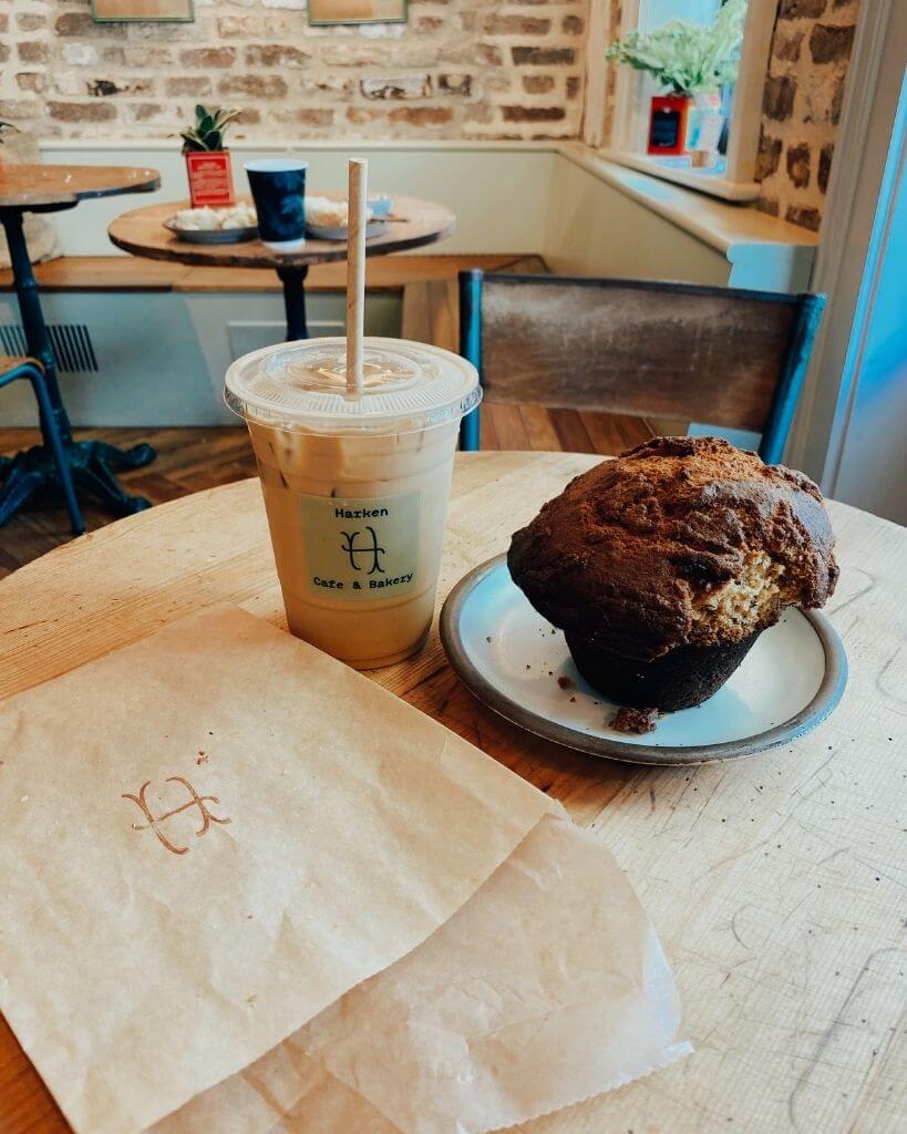 coffee and a muffin from harken cafe in charleston sc