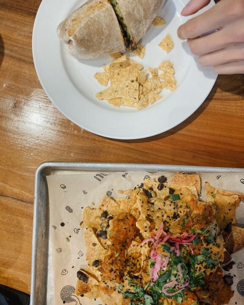 burrito and nachos from huriyali in charleson sc
