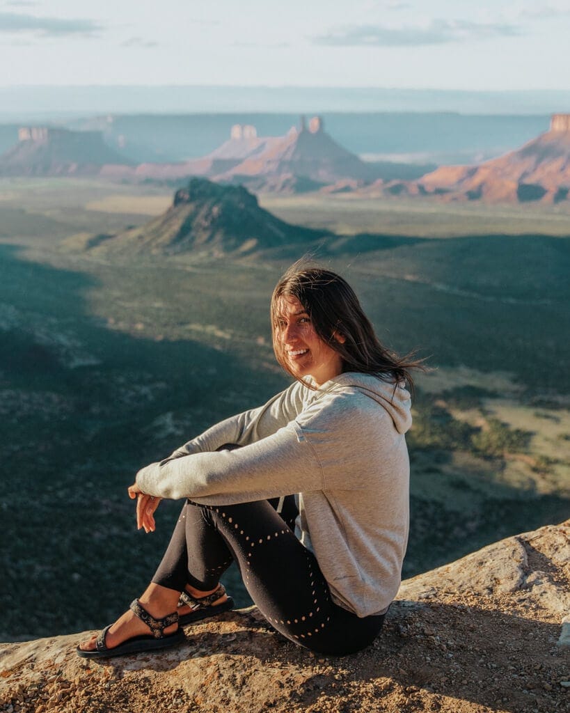 Girl watching sunset in Moab Utah