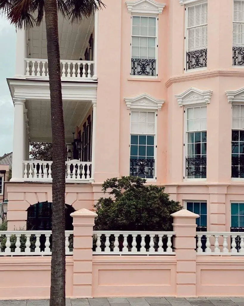 pastel pink home on the battery charleston